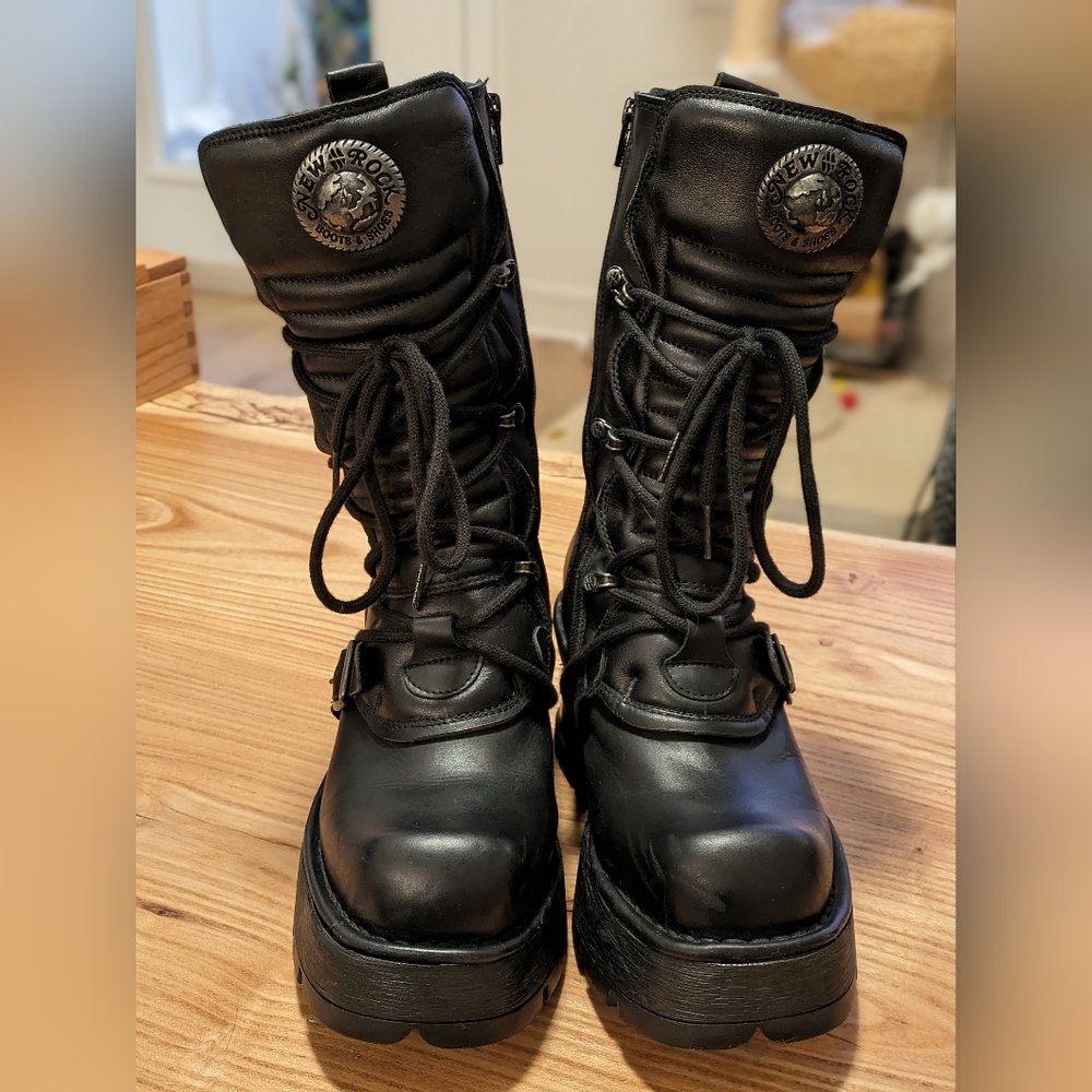 New Rock leather Biker heeled boots M-373-S1